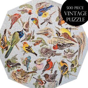 Vintage 500 Piece 1968 Springbok Octagon Puzzle Western Birds by Malick PZL 8015